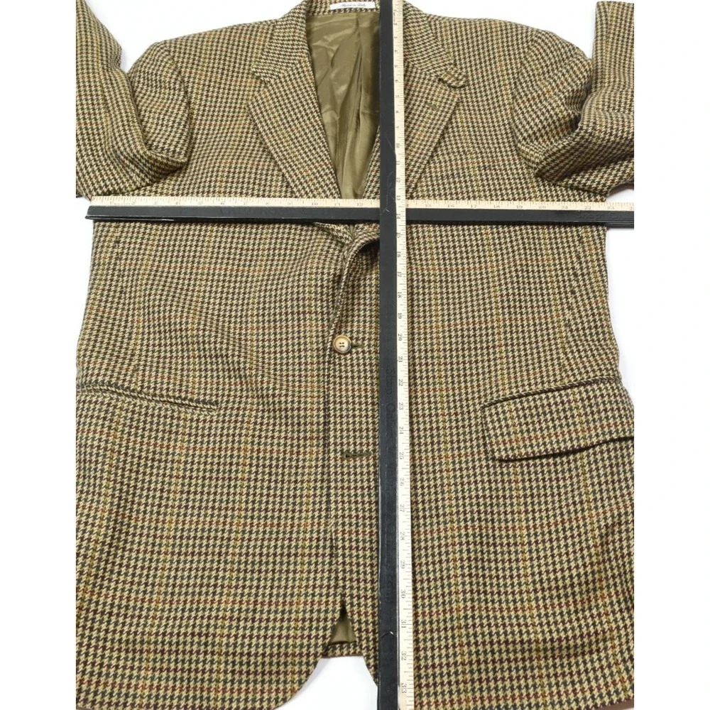 Faconnable Sportcoat Blazer Mens Large Long Brown Check Wool Cashmere 3-Button